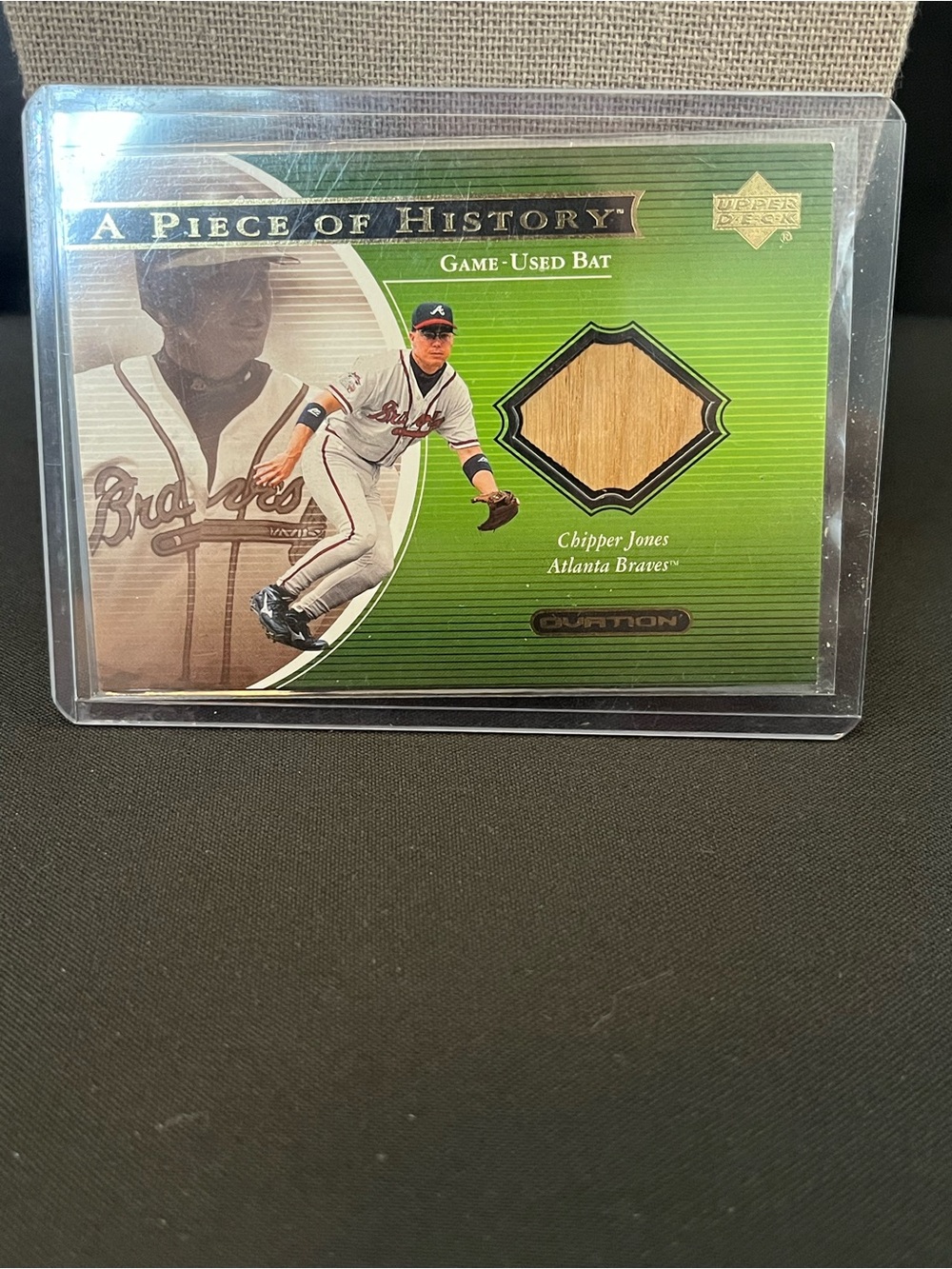 Upper Deck "A Piece of History" Chipper Jones Game-Used Bat Card - Green